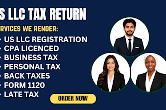 file and fax 6hrs form 1120 1040 5472 1065 cpa US tax filling, llc registration