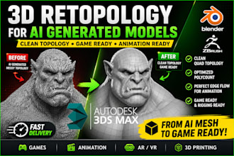convert ai 3d models into clean low poly