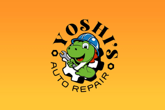 design video game themed logo for auto repair shop