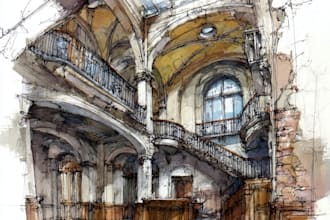 sketch design your interior room in my watercolor style