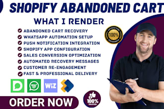 setup shopify abandoned cart dondy ck wiz uppush kwikengage kanal