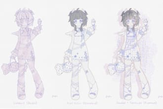 draw cute anime oc or fanart in soft pastel lineart style