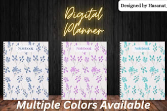design a custom digital planner, or notebook coverdesign