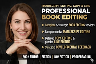 manuscript editing, copy, line and book editing book