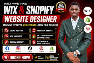 clone build design redesign wix shopify website wix dropshipping shopify store