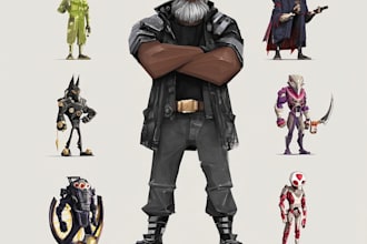 create original concept art character for games and stories