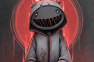draw creepy, horror, mascot character logo