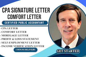 provide US CPA letter, CPA comfort letter and income verification letter