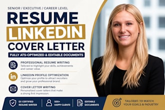 write executive CV, resume cover letter and optimize linkedin