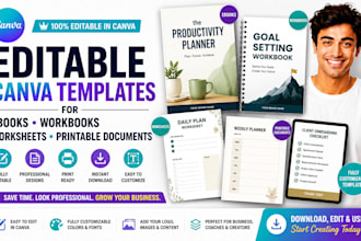 design editable canva templates, ebooks, workbooks, social media design template