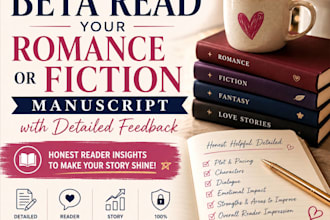 beta read your romance story with detailed critique and feedback