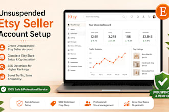 create unsuspended etsy seller account etsy store setup etsy shop seo