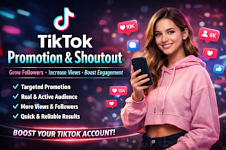 do tiktok promotion and shoutout to grow followers views and engagement