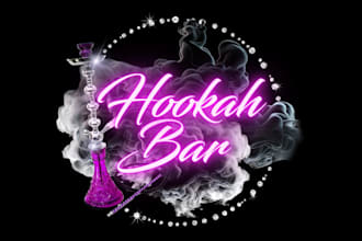 design nightclub, bartender, hookah, lounge, club and drinks logo