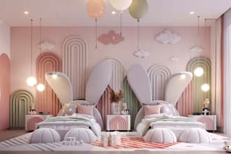 do 3d cgi kids bedroom design, kid playroom, indoor playground layout