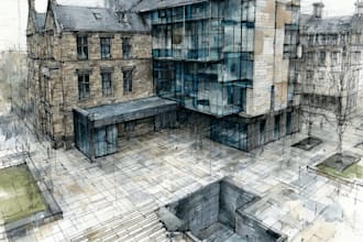 render architecture and interior concept in watercolor