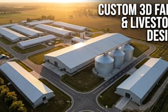 render a custom 3d poultry farm, hatchery, and agricultural shed