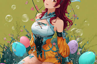 create anime fantasy and magical fan art scene