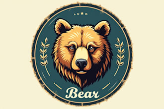 do unique bear head vintage logo design for your branding