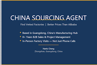 be your china sourcing agent with qc, factory visits and supply chain