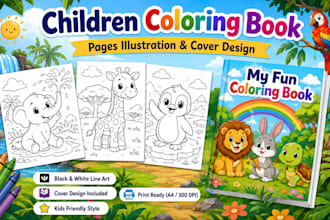 do KDP kids coloring book, KDP coloring book cover design KDP kids activity