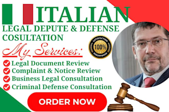 help you with italian legal depute and defense consultation