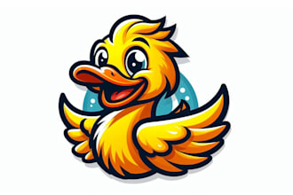 do unique duck mascot logo design for business