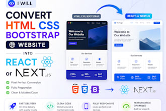 convert HTML CSS bootstrap website into react or nextjs