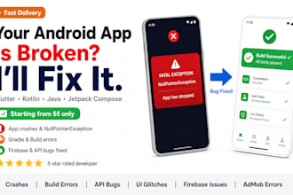fix android app bugs and errors in flutter, kotlin, java and jetpack compose