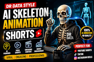 create dr data style ai skeleton animation shorts