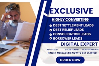 provide debt settlement, debt relief, debt consolidation live transfer leads