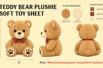 create custom plush reference sheet stuffed animal tech pack ych concept