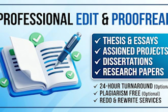 redo,edit,proofread of thesis ,assigned project, essay editing
