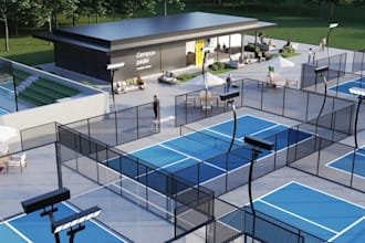 do 3d padel court design pickleball tennis court badminton basketball golf court