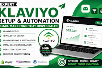 setup, design, klaviyo newsletter, website, automation, campaign,and integration