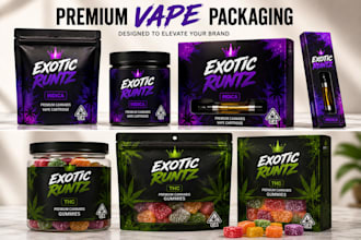 design luxury vape label, weed pouch, cannabis, paperback packaging and labels