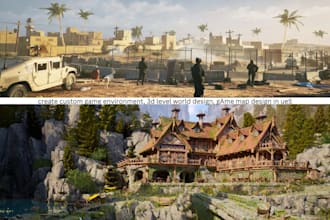 create custom game environment, 3d level world design, game map design in ue5