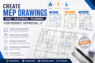 create mep drawings hvac electrical plumbing for permit approval