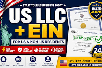 register your US llc company and obtain ein from irs