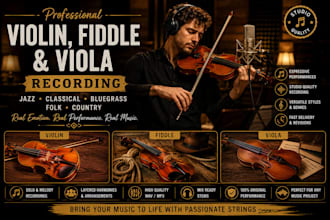 play expressive violin, fiddle, viola in jazz, classical, bluegrass and folk