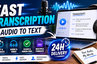 transcribe audio or video into text fast