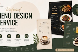 design modern restaurant menu professionally