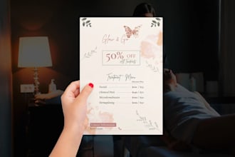 design a minimal spa and beauty menu flyer for your business