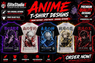 create best anime streetwear t shirt graphics for your brand