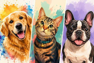 draw amazing custom pet portraits and caricatures