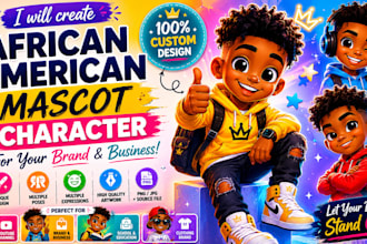 create cute african american mascot character