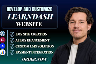 build wordpress elearning lms website with learndash course setup