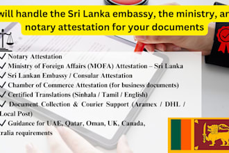 handle sri lanka embassy, ministry, and notary attestation