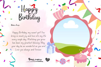 design cute custom birthday cards with photo and message