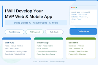 develop ai mvp web and mobile apps using claude ai and ai tools, lovable